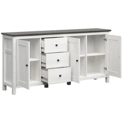 Garnero Arredamenti Credenza 199x96h cm 3 ante 3 cassetti arte povera pino bianco frassinato grafite Holga Bianco Frassinato - Grafite Outlet