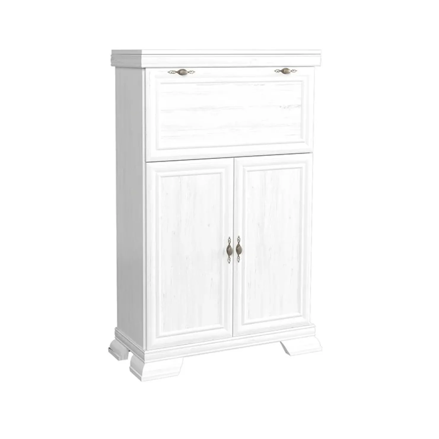 Garnero Arredamenti Credenza 88x136h cm 2 ante 1 ribalta shabby Kelly Bianco Frassinato Hot