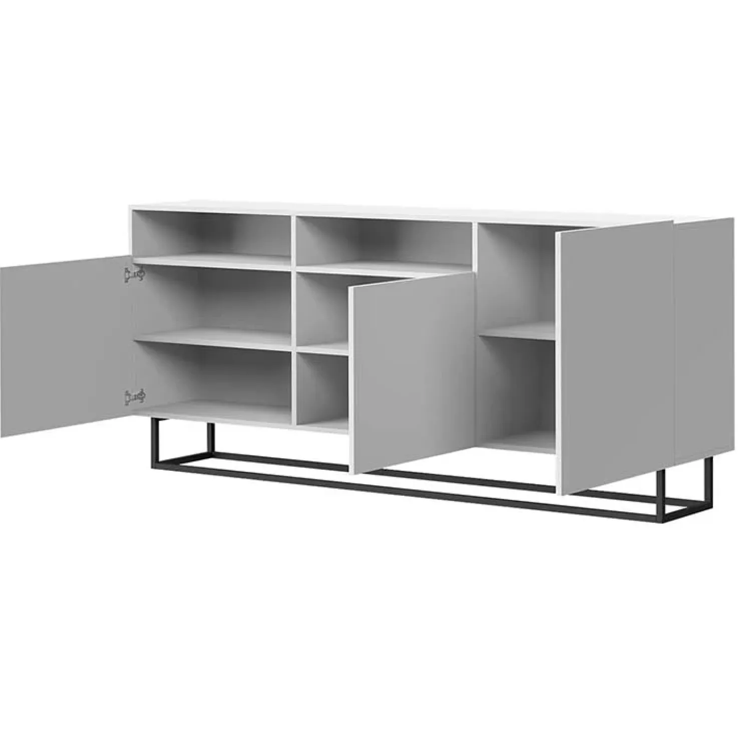 Garnero Arredamenti Credenza 180x80h cm 3 ante 2 vani moderna bianco nero Erice Gihome® Bianco Opaco New