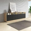 Garnero Arredamenti Credenza 238x75h cm 4 ante 4 vani a giorno moderna  nero opaco rovere Esmond