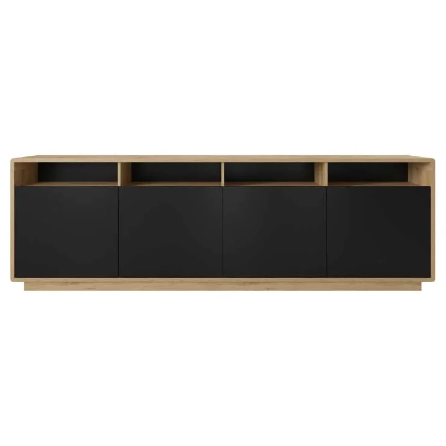 Garnero Arredamenti Credenza 238x75h cm 4 ante 4 vani a giorno moderna nero opaco rovere Esmond