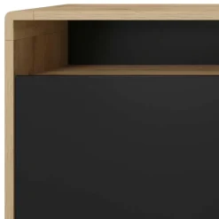 Garnero Arredamenti Credenza 238x75h cm 4 ante 4 vani a giorno moderna nero opaco rovere Esmond