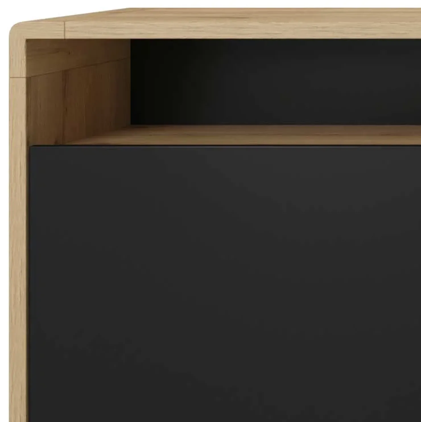 Garnero Arredamenti Credenza 238x75h cm 4 ante 4 vani a giorno moderna nero opaco rovere Esmond