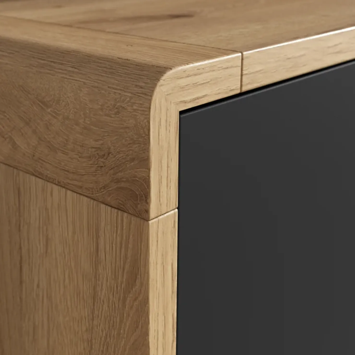 Garnero Arredamenti Credenza 238x75h cm 4 ante 4 vani a giorno moderna nero opaco rovere Esmond