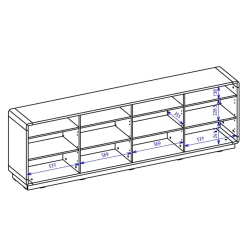 Garnero Arredamenti Credenza 238x75h cm 4 ante 4 vani a giorno moderna nero opaco rovere Esmond