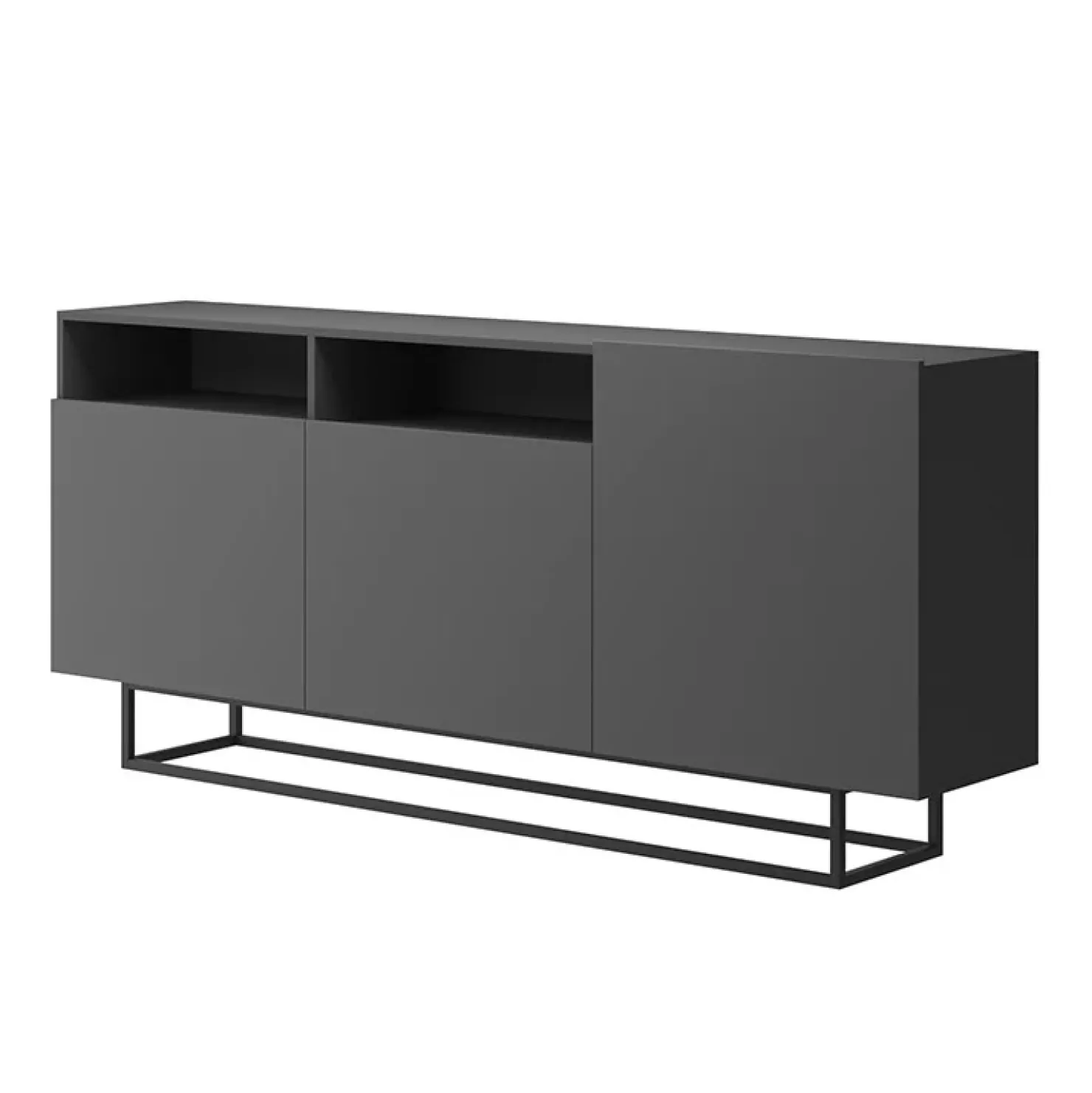 Garnero Arredamenti Credenza 180x80h cm 3 ante 2 vani moderna nero Erice Gihome® Antracite Online