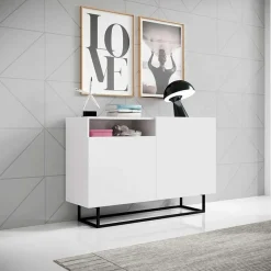 Garnero Arredamenti Credenza 120x80h cm 2 ante 1 vano moderna bianco nero Erice Gihome® Outlet