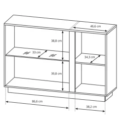 Garnero Arredamenti Credenza 138x91h cm 3 ante con vetrina moderna bianco rovere Noa Gihome® Bianco Lucido - Rovere Sale