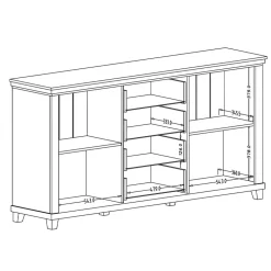 Garnero Arredamenti Credenza 181x93h cm 2 ante con vetrinetta 4 cassetti verde quercia Texel Outlet