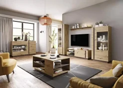 Garnero Arredamenti Credenza 138x91h cm 3 ante con vetrina moderna rovere antracite Noa Gihome® Rovere - Antracite