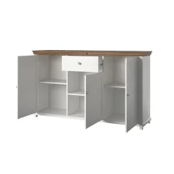 Garnero Arredamenti Credenza 160x93h cm 3 ante moderna rovere Texel Bianco Frassinato