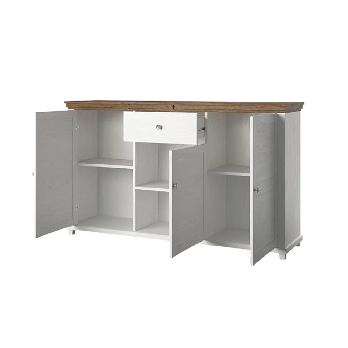 Garnero Arredamenti Credenza 160x93h cm 3 ante moderna rovere Texel Bianco Frassinato