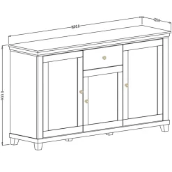 Garnero Arredamenti Credenza 160x93h cm 3 ante moderna rovere Texel Bianco Frassinato
