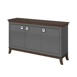 Garnero Arredamenti Credenza 160x92h cm 3 ante moderna antracite lucido rovere scuro Umag Antracite - Wengè New