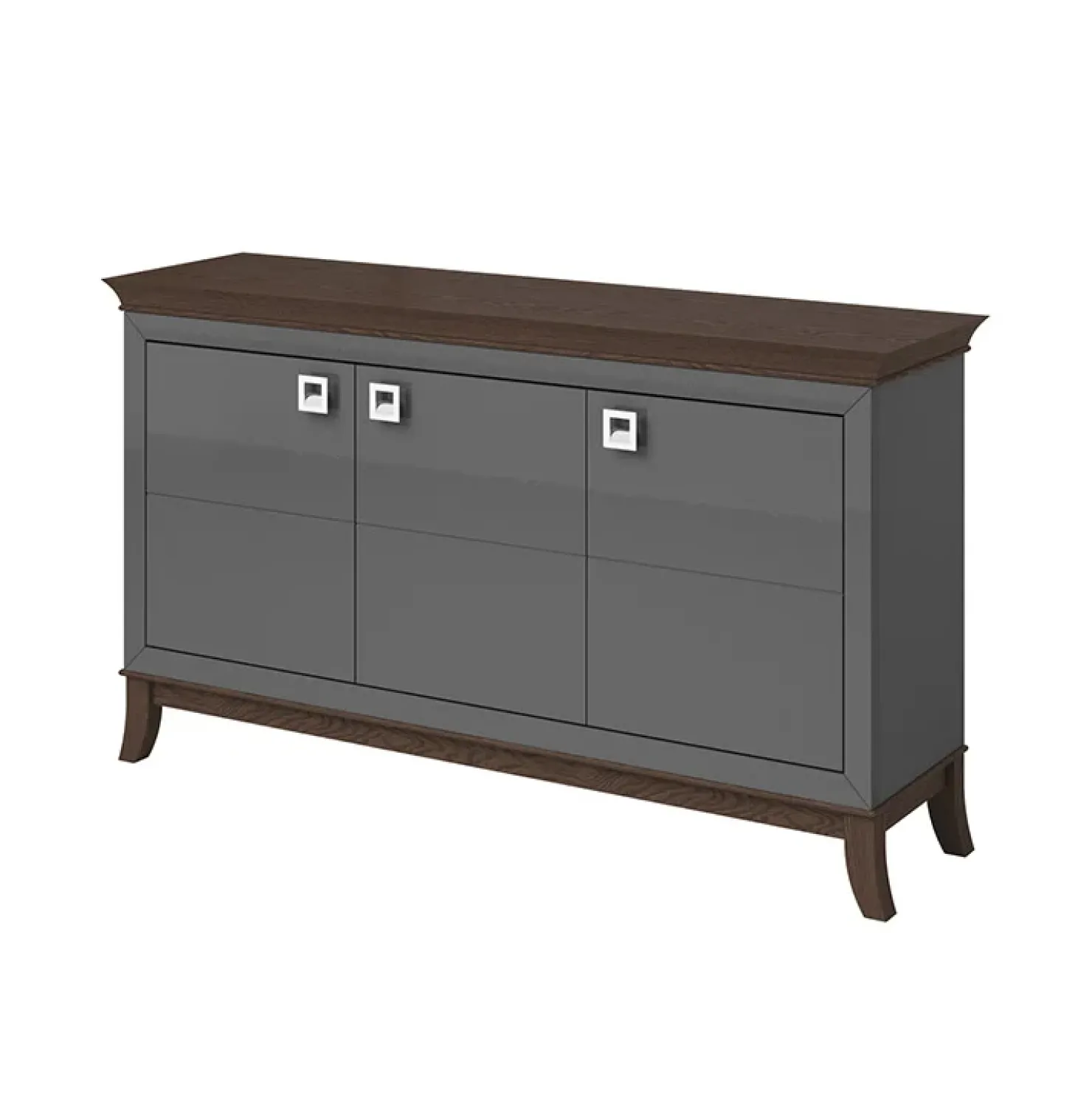 Garnero Arredamenti Credenza 160x92h cm 3 ante moderna antracite lucido rovere scuro Umag Antracite - Wengè New