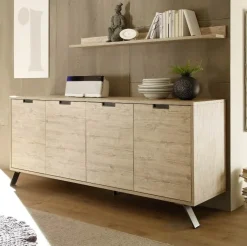 Garnero Arredamenti Credenza 206x86h cm 4 ante moderna sherwook oak Juvena Outlet