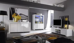 Garnero Arredamenti Credenza 162x82h cm 3 ante moderna soggiorno bianco lucido Essential