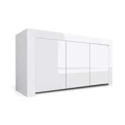Garnero Arredamenti Credenza 162x82h cm 3 ante moderna soggiorno bianco lucido Essential