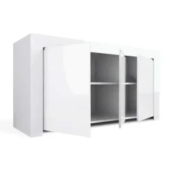 Garnero Arredamenti Credenza 162x82h cm 3 ante moderna soggiorno bianco lucido Essential