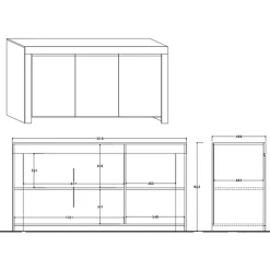Garnero Arredamenti Credenza 162x82h cm 3 ante moderna soggiorno bianco lucido Essential