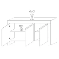 Garnero Arredamenti Credenza 162x82h cm 3 ante moderna soggiorno bianco lucido Essential