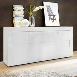 Garnero Arredamenti Credenza 181x84h cm 4 ante moderna bianco laccato lucido Easy Outlet