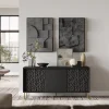 Garnero Arredamenti Credenza 155x73h cm 3 ante moderna soggiorno nero oro Osaka