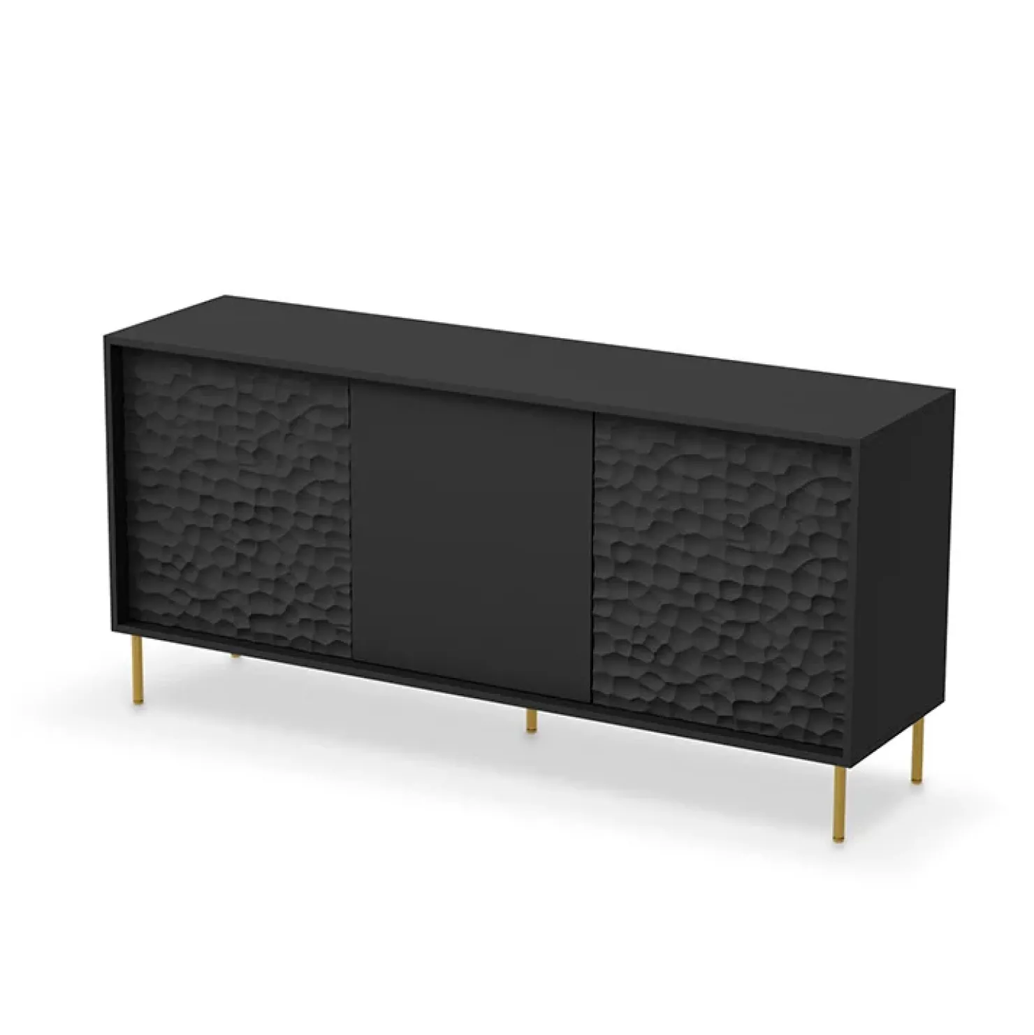 Garnero Arredamenti Credenza 155x73h cm 3 ante moderna soggiorno nero oro Osaka