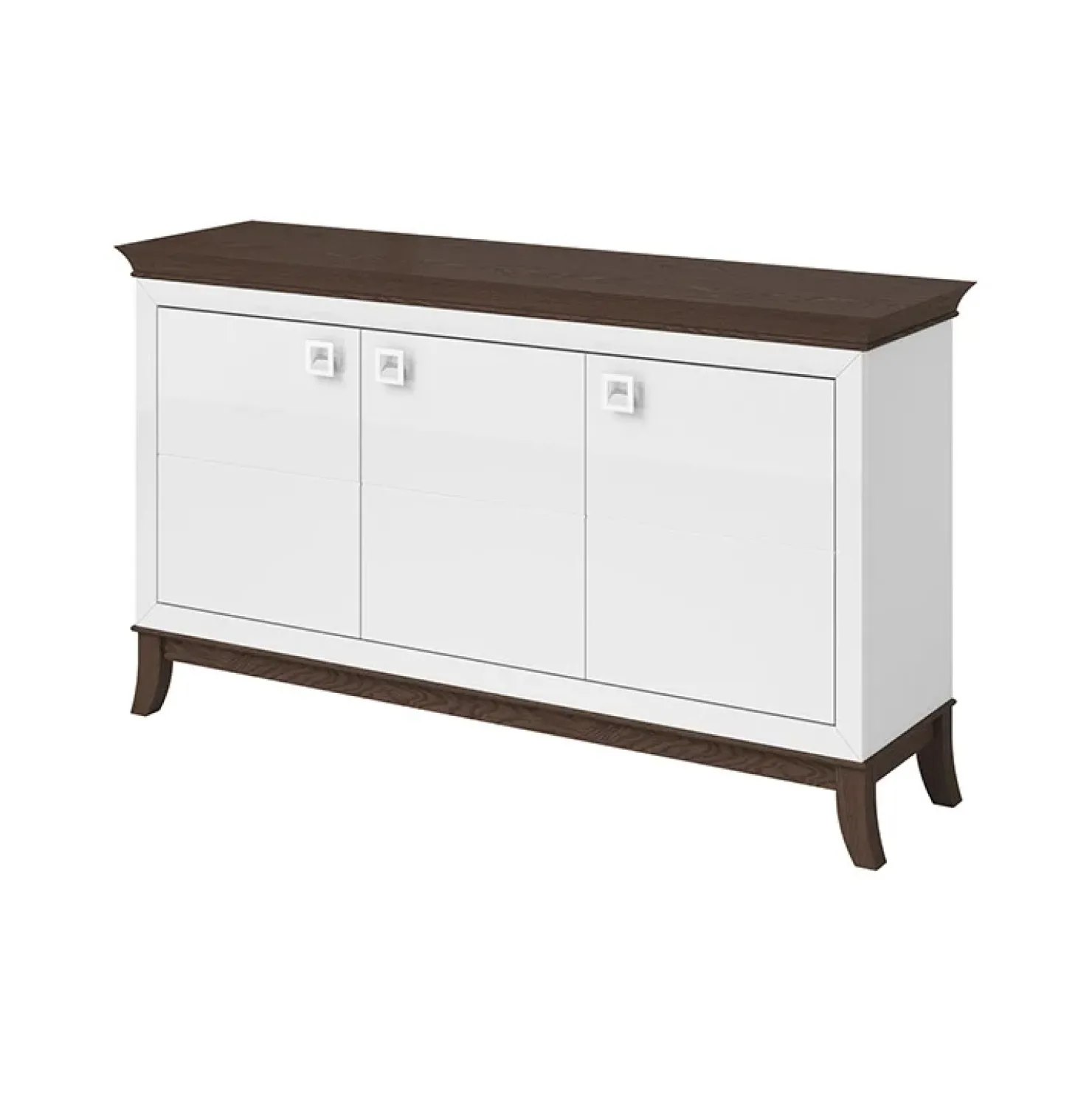 Garnero Arredamenti Credenza 160x92h cm 3 ante moderna bianco lucido rovere scuro Umag Bianco Lucido - Wengè Outlet