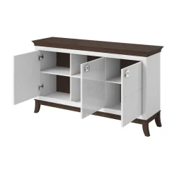 Garnero Arredamenti Credenza 160x92h cm 3 ante moderna bianco lucido rovere scuro Umag Bianco Lucido - Wengè Outlet