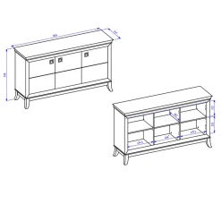 Garnero Arredamenti Credenza 160x92h cm 3 ante moderna bianco lucido rovere scuro Umag Bianco Lucido - Wengè Outlet