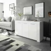 Garnero Arredamenti Credenza 144x80h cm 3 ante moderna soggiorno bianco opaco Creta Hot
