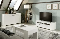 Garnero Arredamenti Credenza 144x80h cm 3 ante moderna soggiorno bianco opaco Creta Hot
