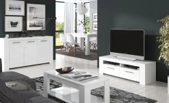 Garnero Arredamenti Credenza 144x80h cm 3 ante moderna soggiorno bianco opaco Creta Hot