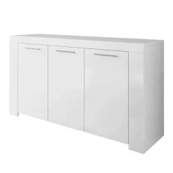 Garnero Arredamenti Credenza 144x80h cm 3 ante moderna soggiorno bianco opaco Creta Hot