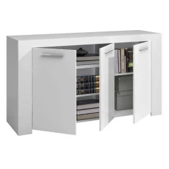 Garnero Arredamenti Credenza 144x80h cm 3 ante moderna soggiorno bianco opaco Creta Hot