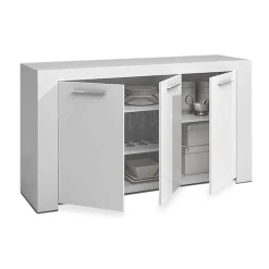 Garnero Arredamenti Credenza 144x80h cm 3 ante moderna soggiorno bianco opaco Creta Hot