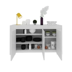 Garnero Arredamenti Credenza 144x80h cm 3 ante moderna soggiorno bianco opaco Creta Hot