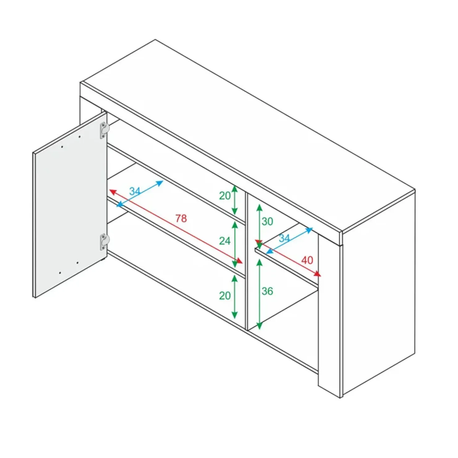 Garnero Arredamenti Credenza 144x80h cm 3 ante moderna soggiorno bianco opaco Creta Hot