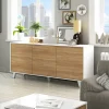 Garnero Arredamenti Credenza 154x75h cm 3 ante moderna bianco lucido rovere Erica Gihome® Online