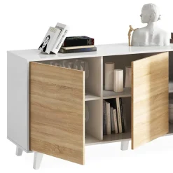 Garnero Arredamenti Credenza 154x75h cm 3 ante moderna bianco lucido rovere Erica Gihome® Online
