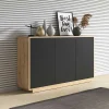 Garnero Arredamenti Credenza 160x75h cm 3 ante moderna nero opaco rovere Esmond Discount