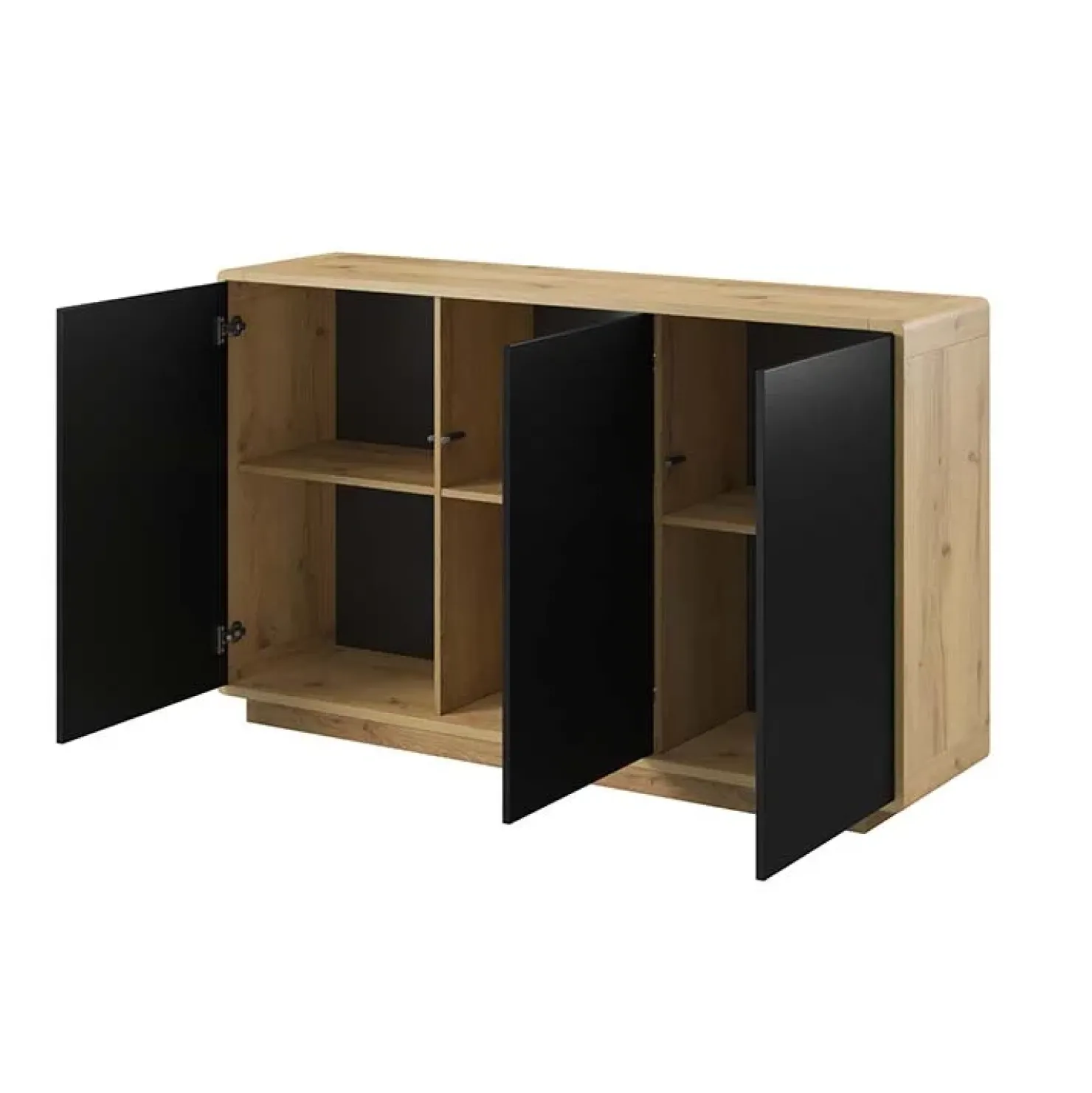 Garnero Arredamenti Credenza 160x75h cm 3 ante moderna nero opaco rovere Esmond Discount