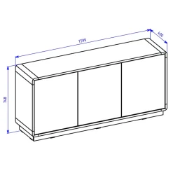 Garnero Arredamenti Credenza 160x75h cm 3 ante moderna nero opaco rovere Esmond Discount