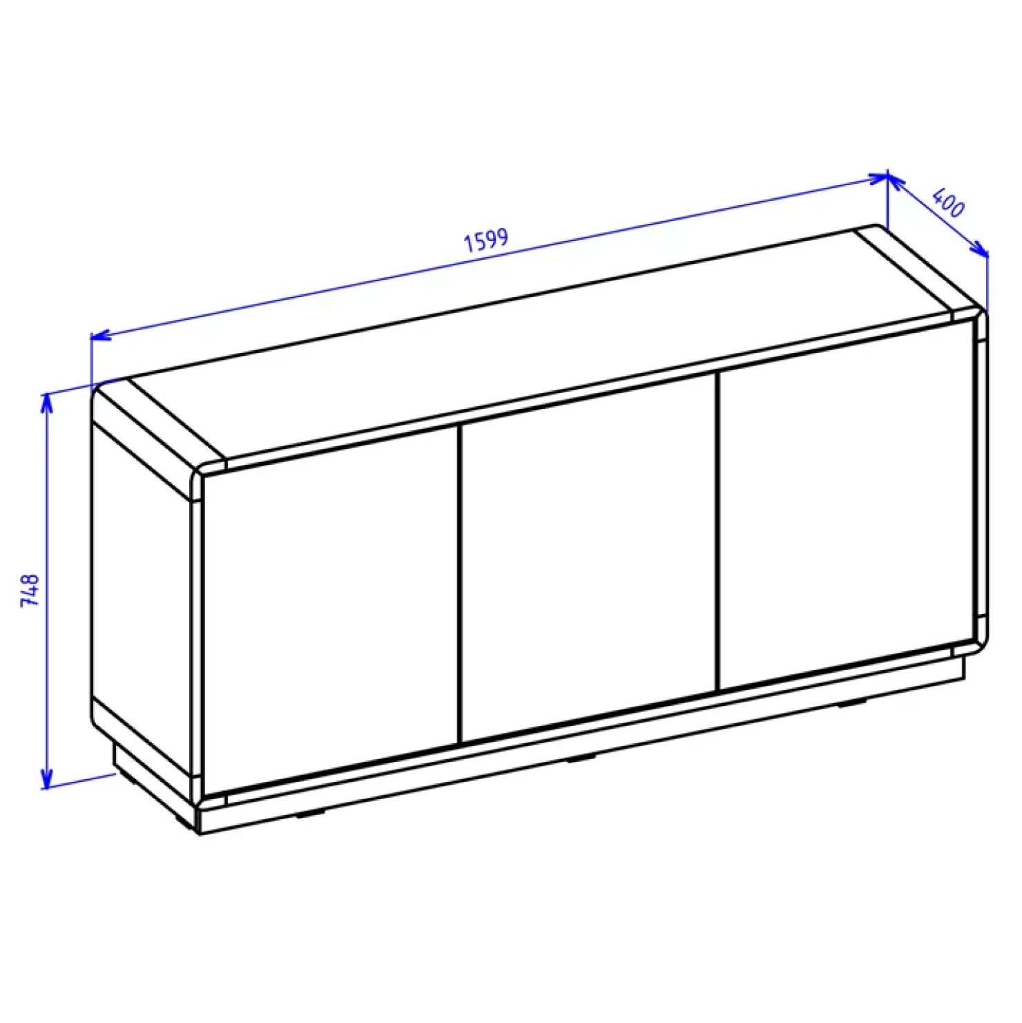 Garnero Arredamenti Credenza 160x75h cm 3 ante moderna nero opaco rovere Esmond Discount