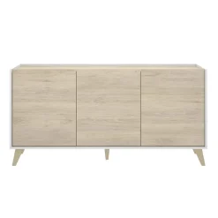 Garnero Arredamenti Credenza 155x75h cm 3 ante moderna rovere bianco opaco Elmer Rovere - Bianco opaco