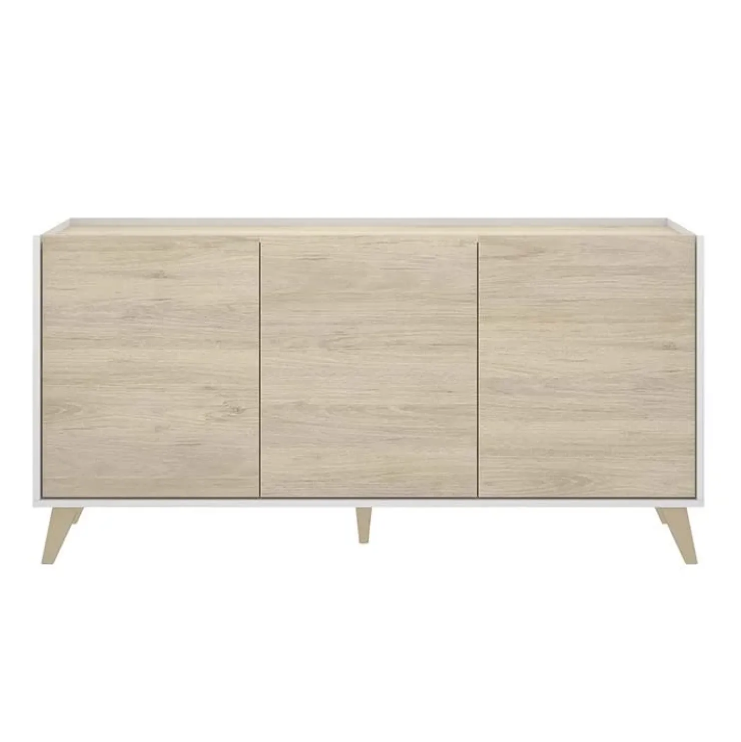 Garnero Arredamenti Credenza 155x75h cm 3 ante moderna rovere bianco opaco Elmer Rovere - Bianco opaco