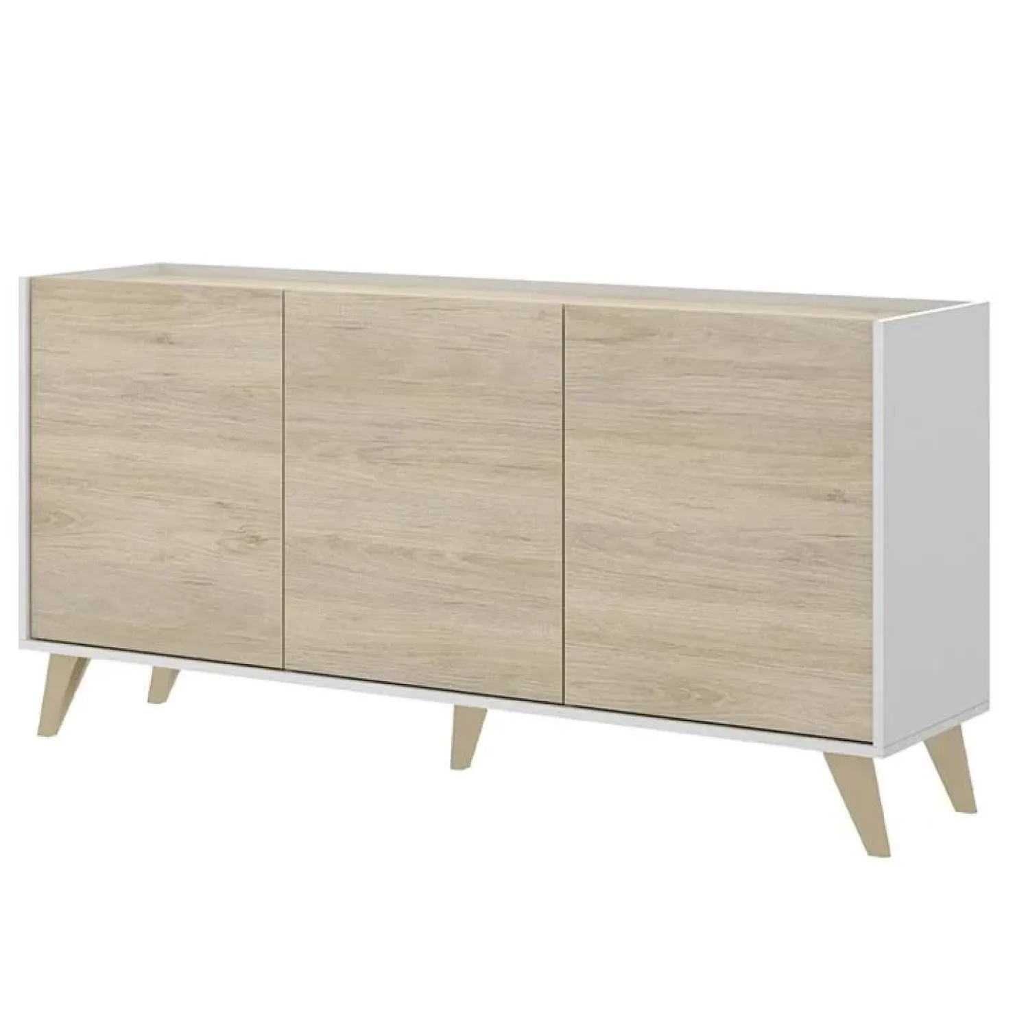 Garnero Arredamenti Credenza 155x75h cm 3 ante moderna rovere bianco opaco Elmer Rovere - Bianco opaco