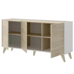 Garnero Arredamenti Credenza 155x75h cm 3 ante moderna rovere bianco opaco Elmer Rovere - Bianco opaco
