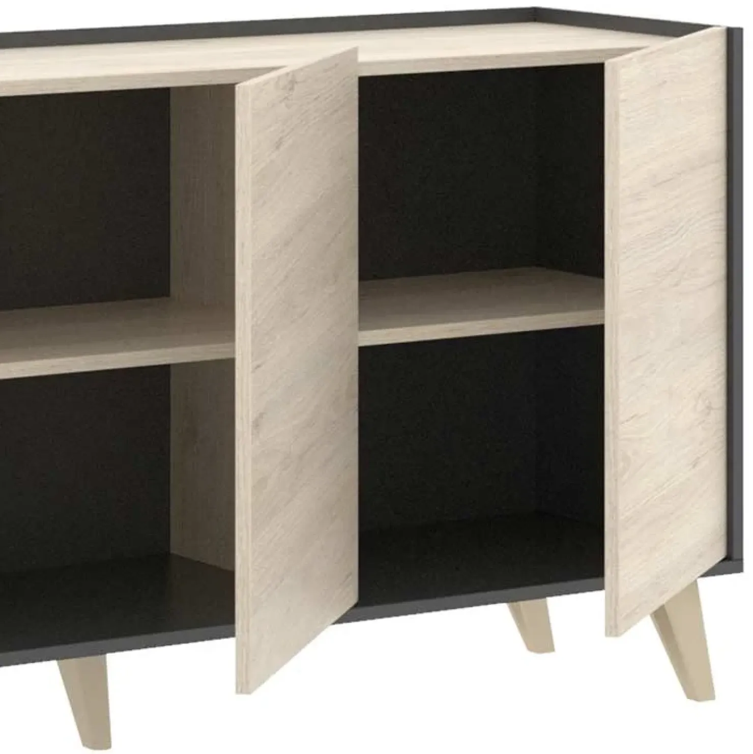 Garnero Arredamenti Credenza 155x75h cm 3 ante moderna ante rovere grafite Elmer Rovere - Grafite Clearance